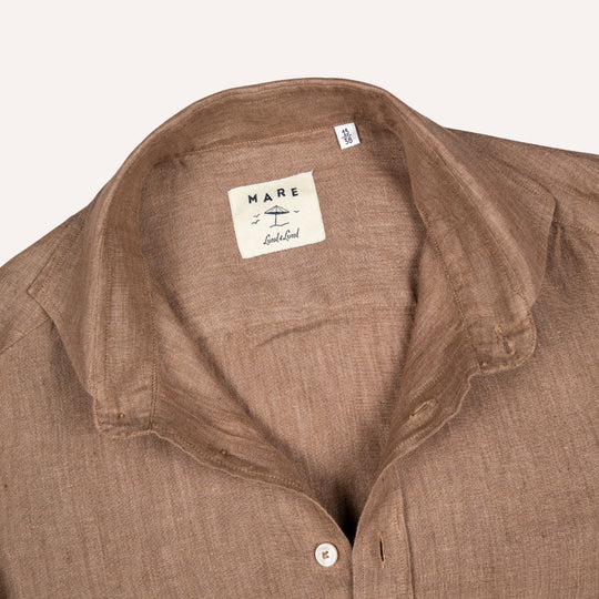 Coffee Brown Washed Linen Shirt