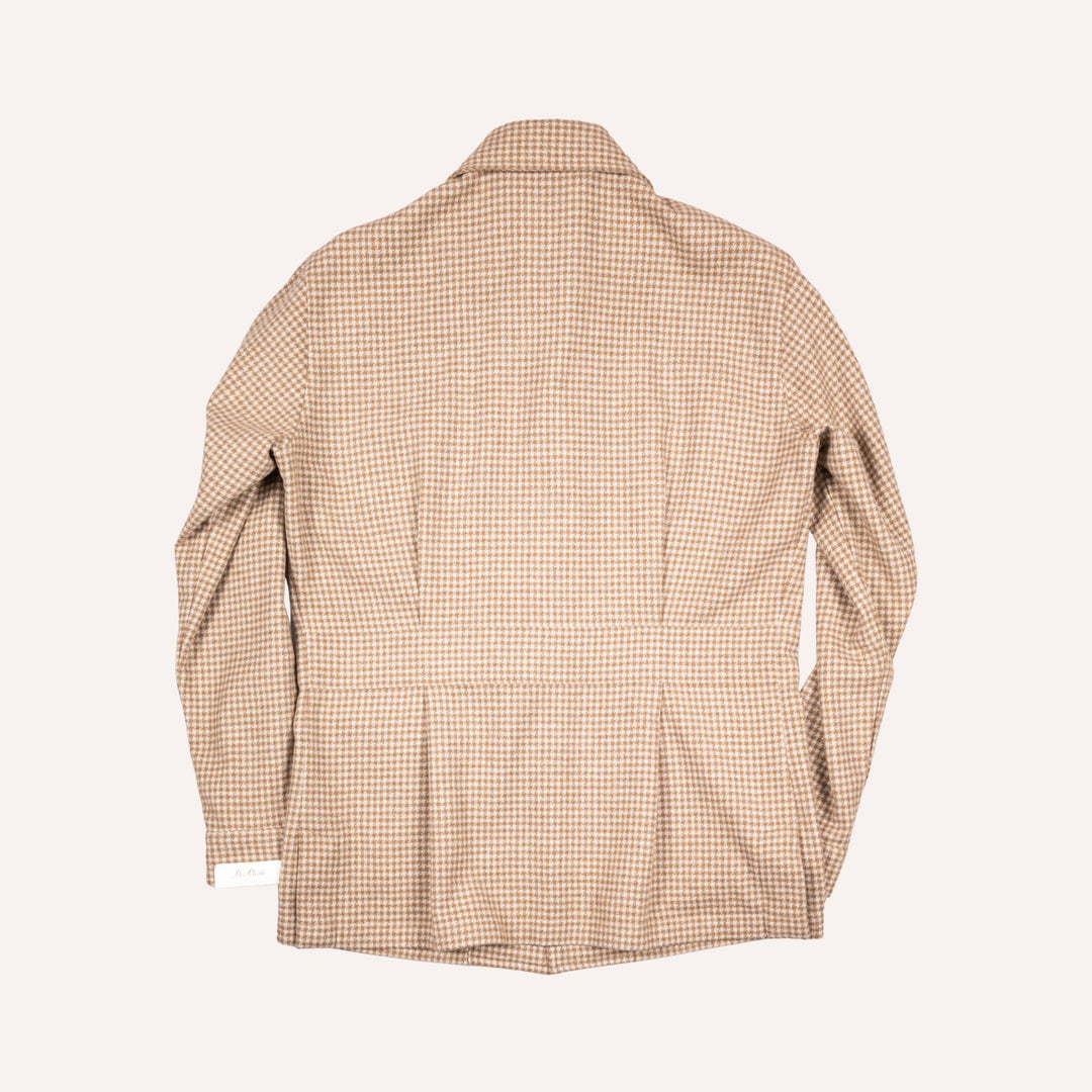 Light Brown Houndstooth Wool Cashmere Desert Jacket