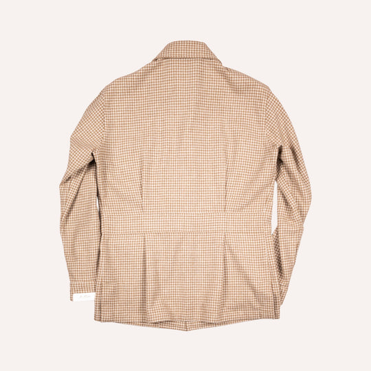 Light Brown Houndstooth Wool Cashmere Desert Jacket