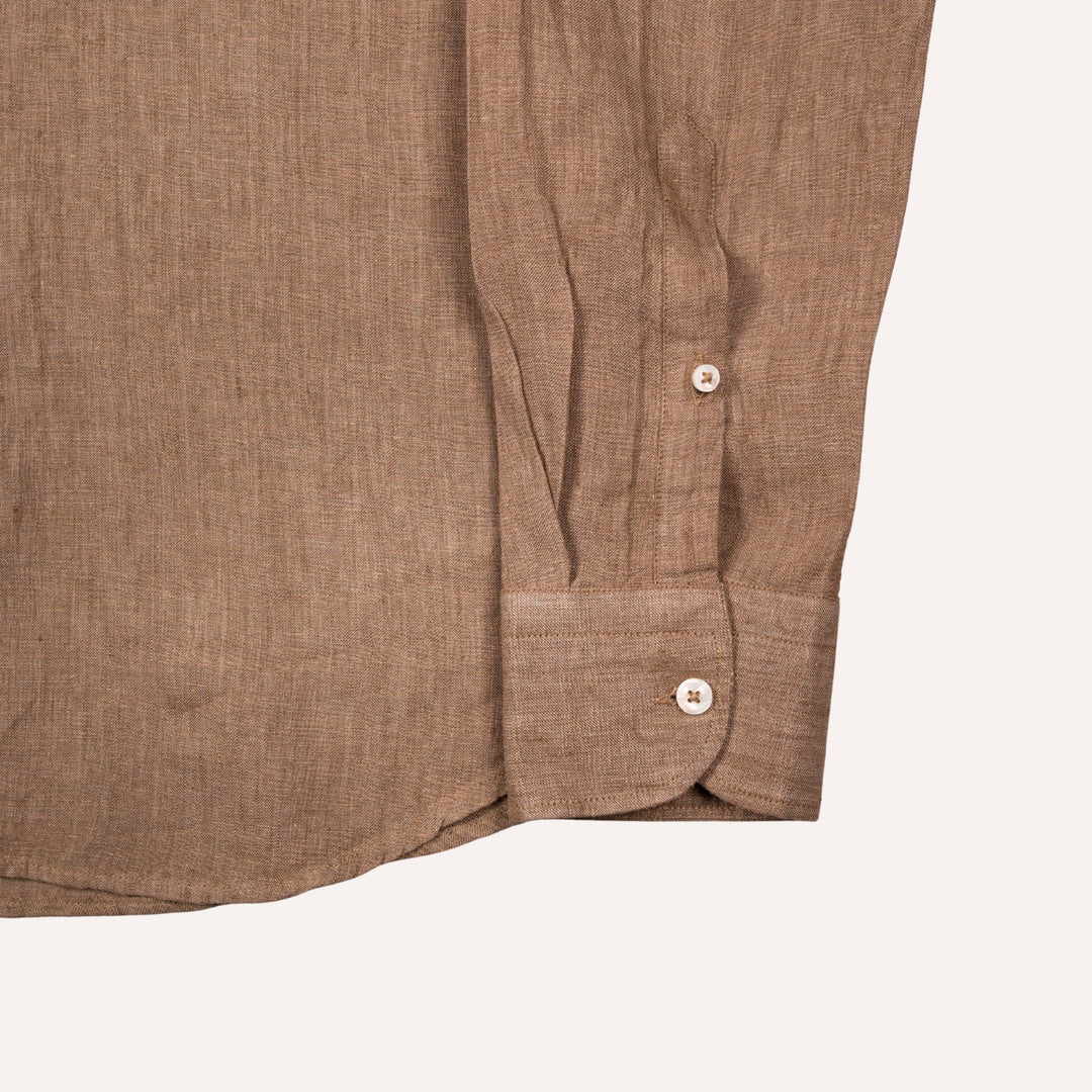 Coffee Brown Washed Linen Shirt