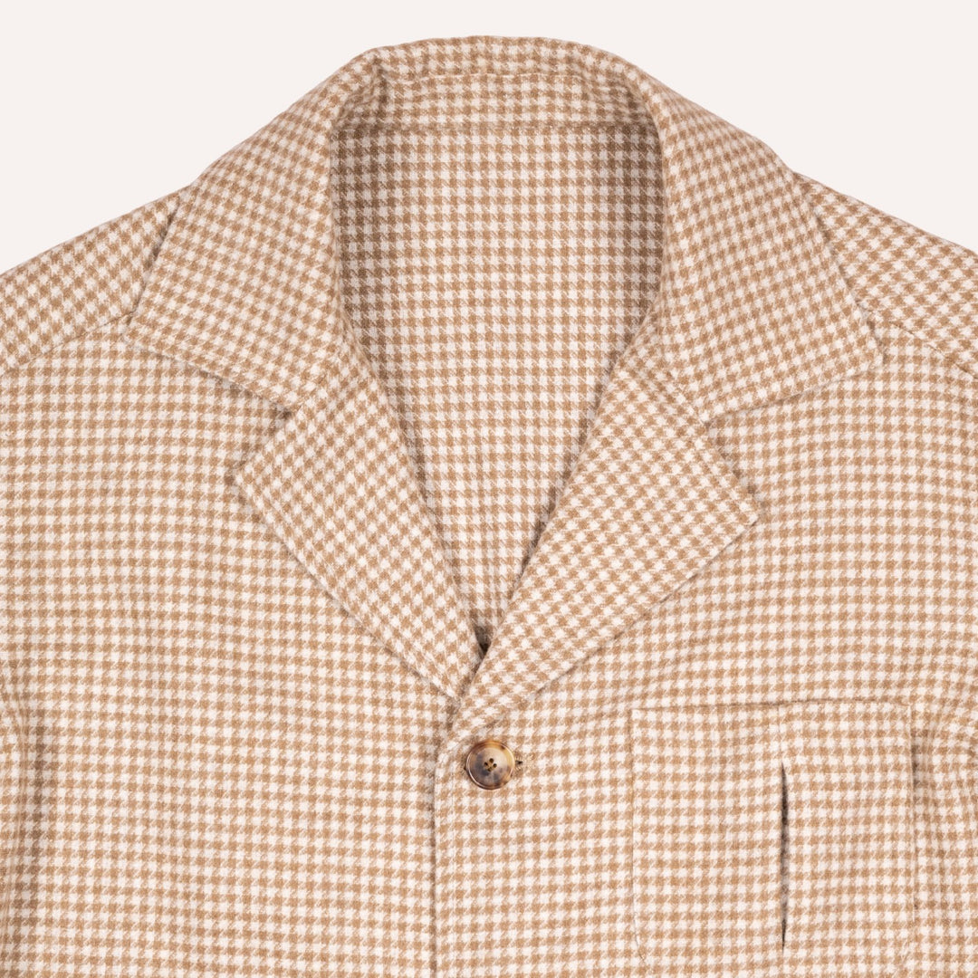 Light Brown Houndstooth Wool Cashmere Desert Jacket