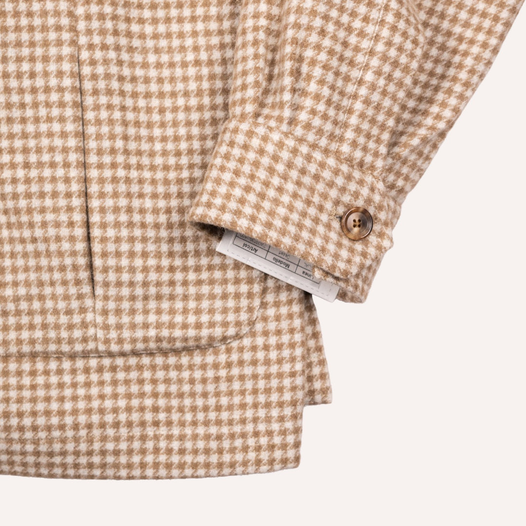 Light Brown Houndstooth Wool Cashmere Desert Jacket