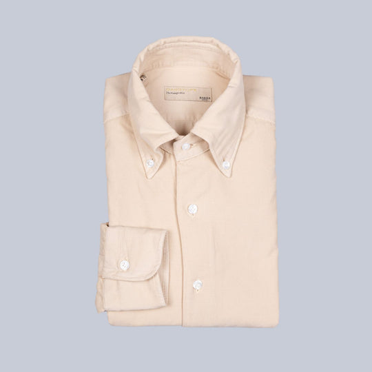 Beige Cotton Corduroy Button Down Shirt