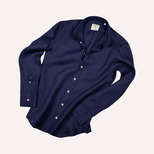 Navy Washed Linen Shirt