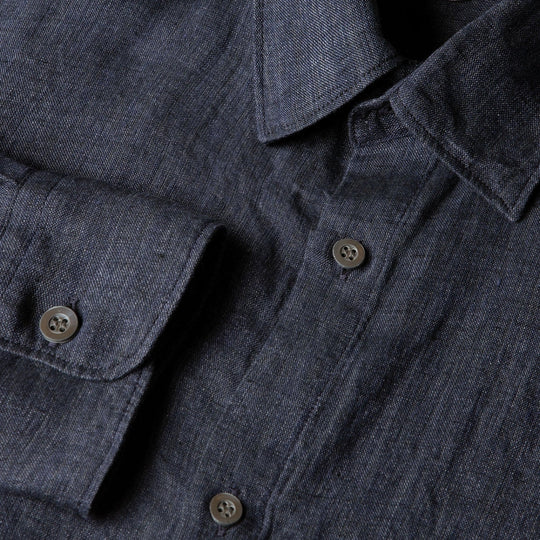 Navy Melange Linen Shirt
