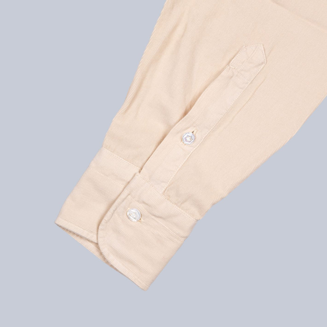 Beige Cotton Corduroy Button Down Shirt
