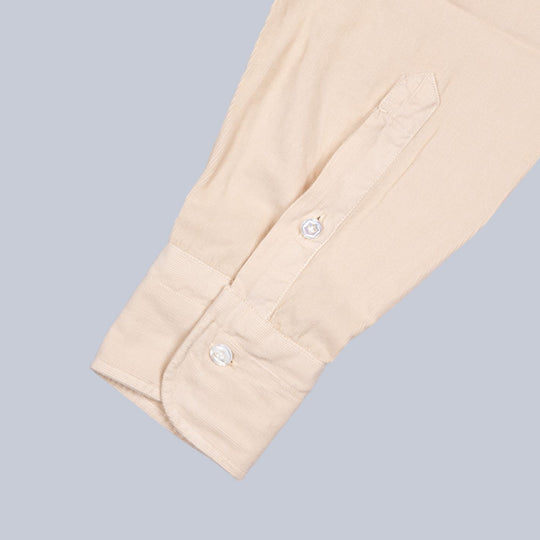 Beige Cotton Corduroy Button Down Shirt