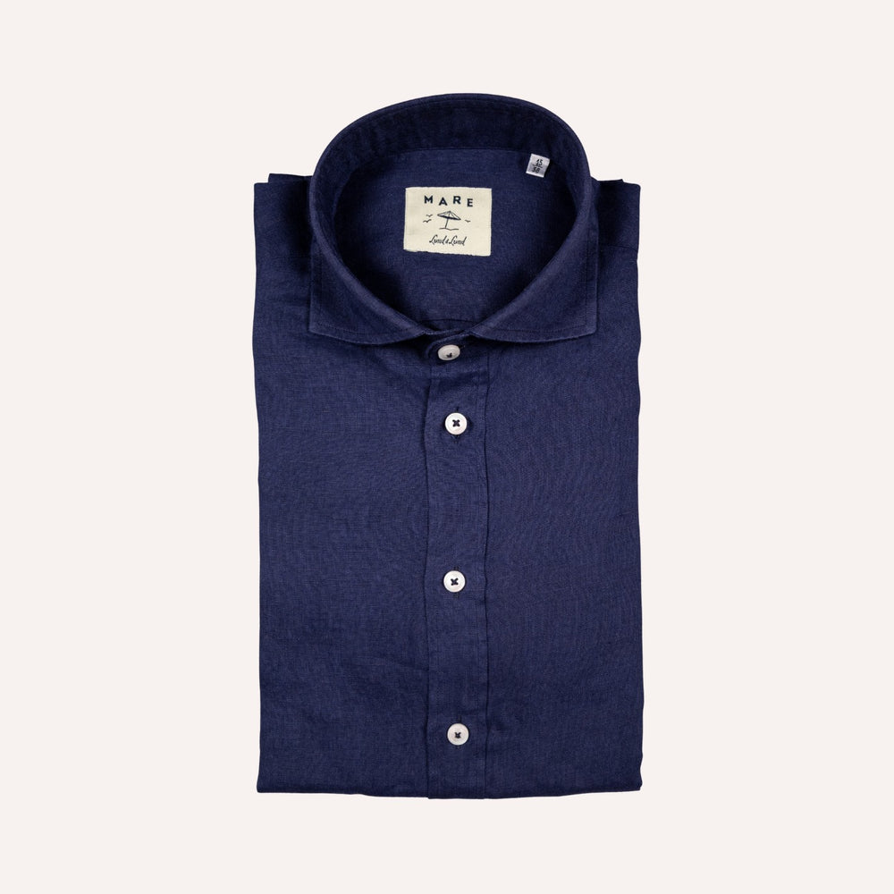 Navy Washed Linen Shirt