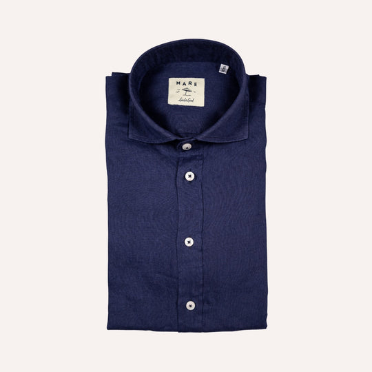 Navy Washed Linen Shirt