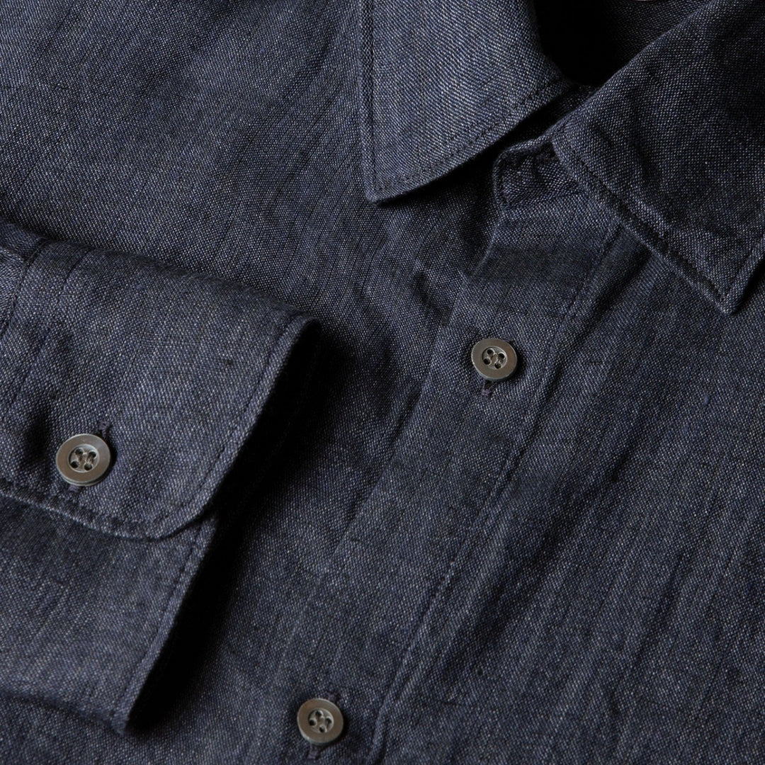 Navy Melange Linen Shirt