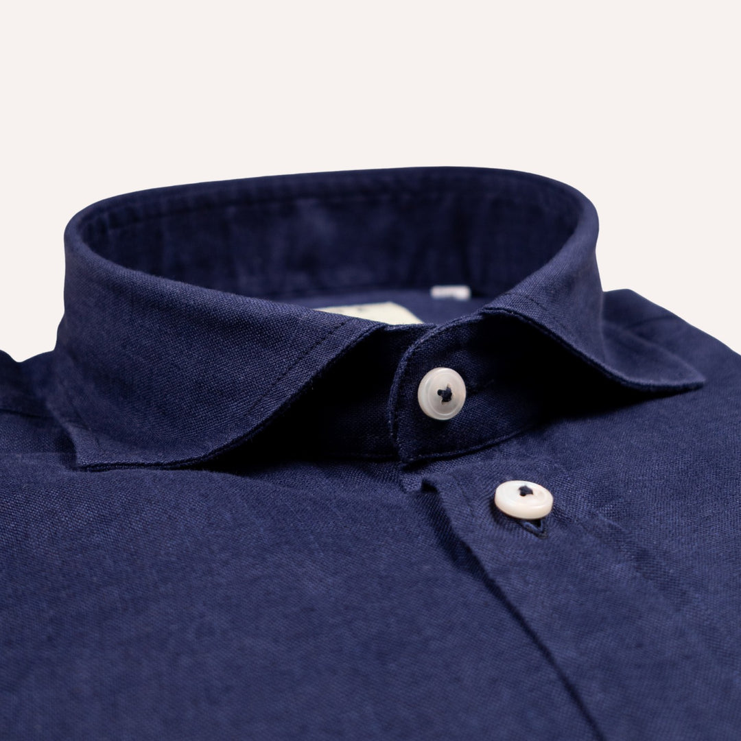 Navy Washed Linen Shirt