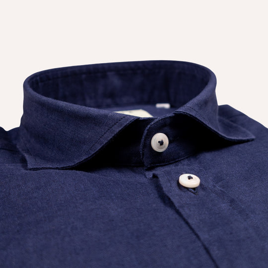 Navy Washed Linen Shirt