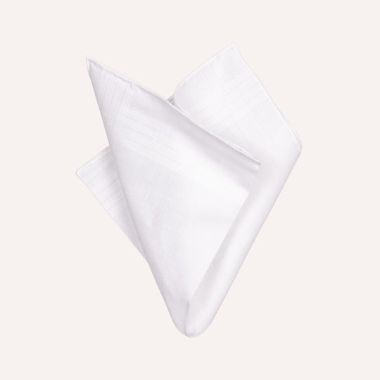 White Stripe Cotton Pocket Square