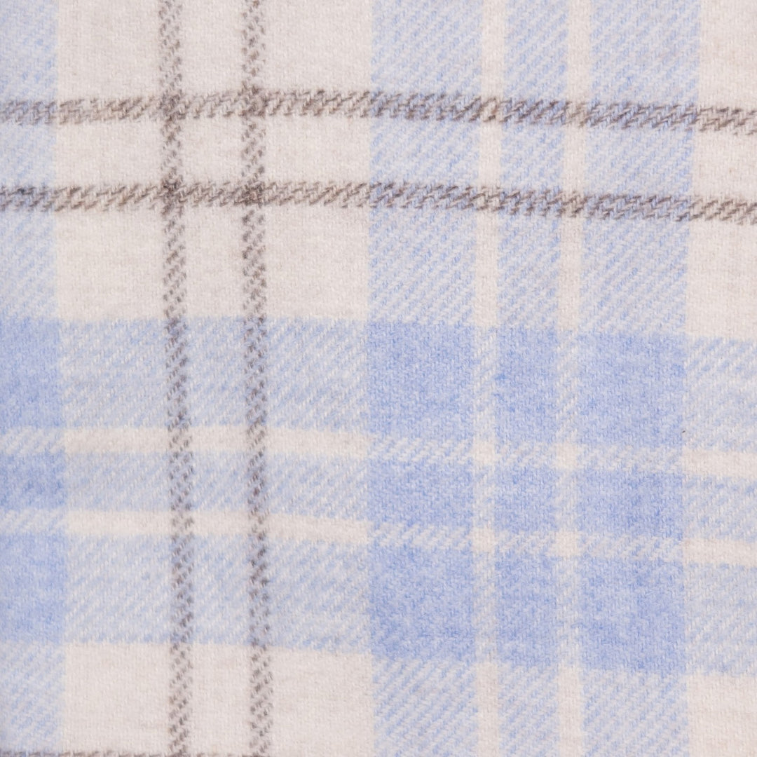 Light Blue & Cream Flannel Checked Button Down Shirt