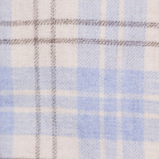 Light Blue & Cream Flannel Checked Button Down Shirt
