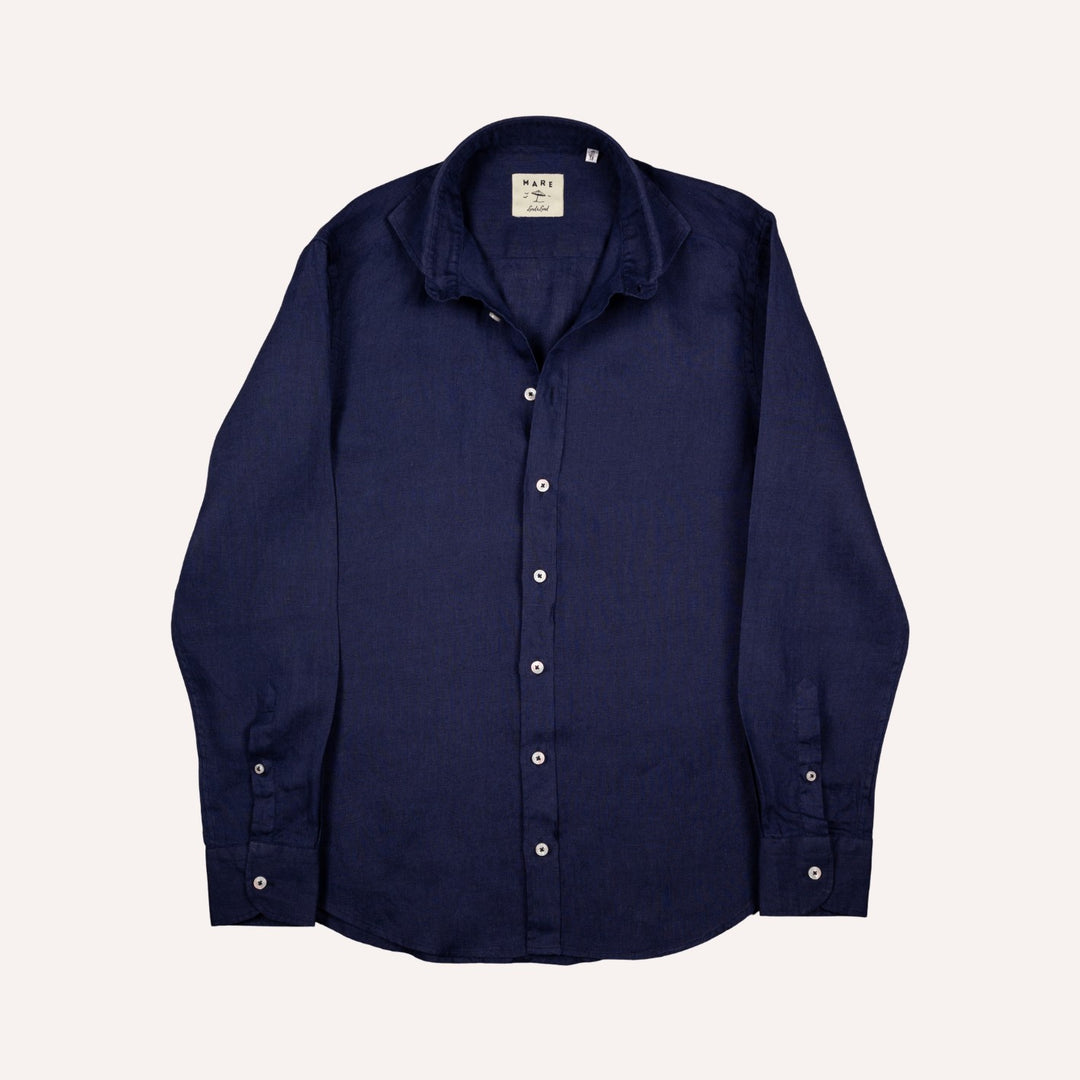 Navy Washed Linen Shirt