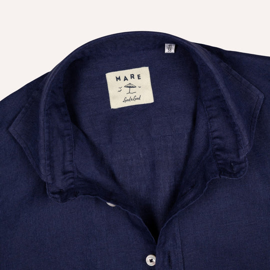 Navy Washed Linen Shirt