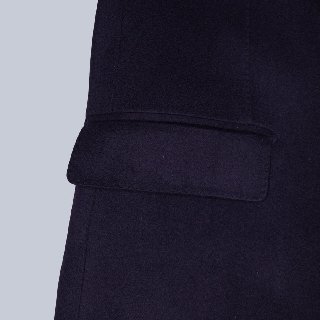 Navy Wool Cashmere Coat