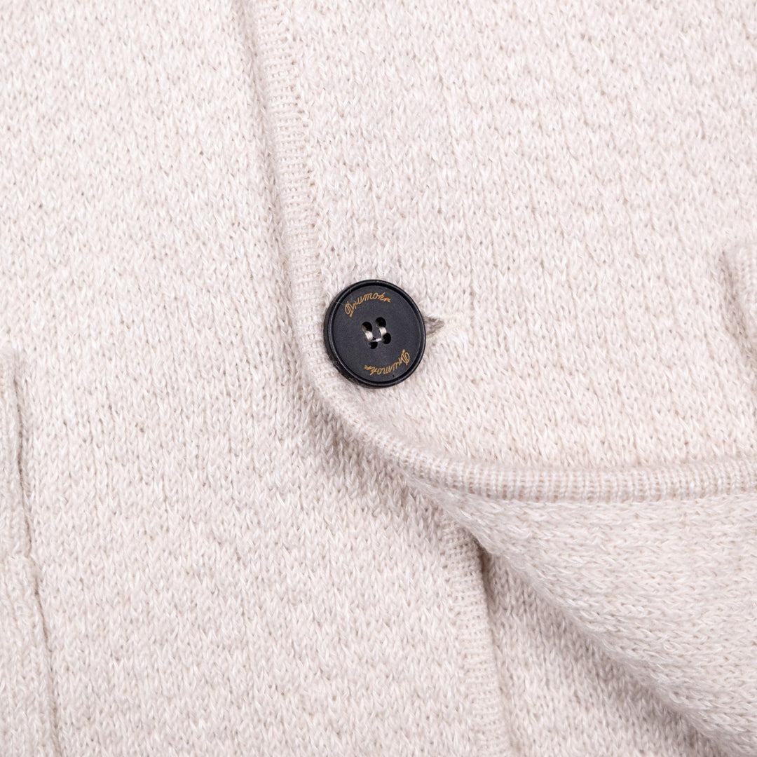 Ecru Wool Linen Knitted Cardigan Blazer