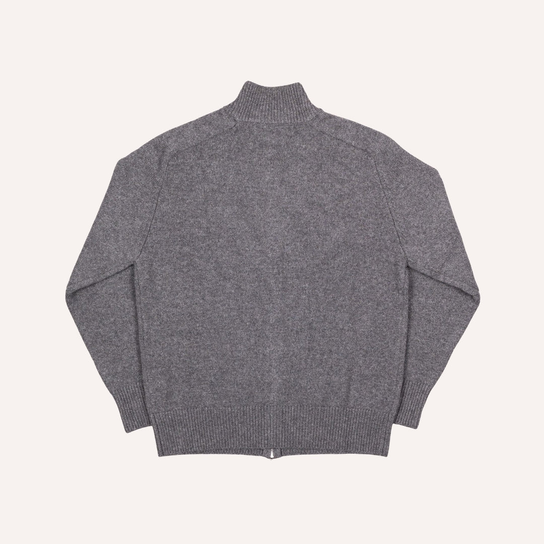 Dark Grey Raglan Cashmere Full-Zip Sweater