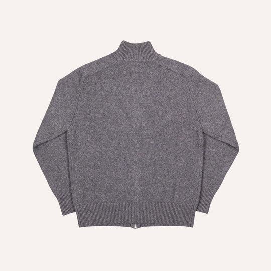 Dark Grey Raglan Cashmere Full-Zip Sweater