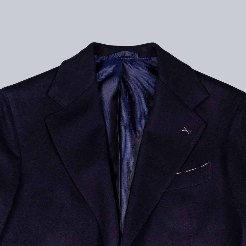 Navy Wool Cashmere Coat