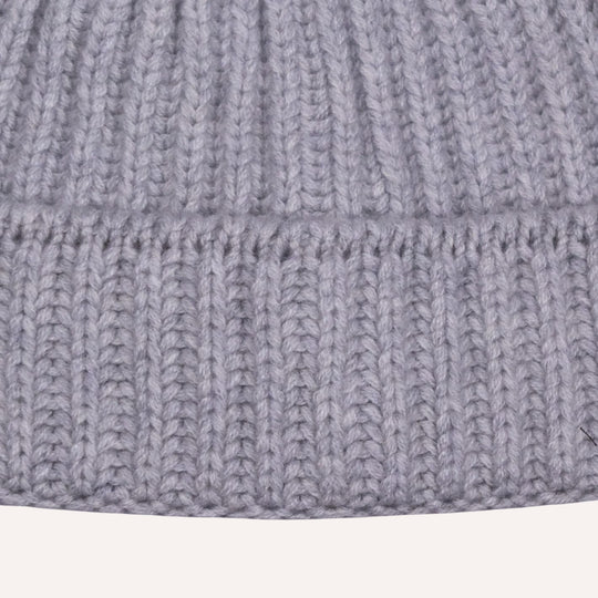 Grey Melange Ribbed Cashmere Beanie