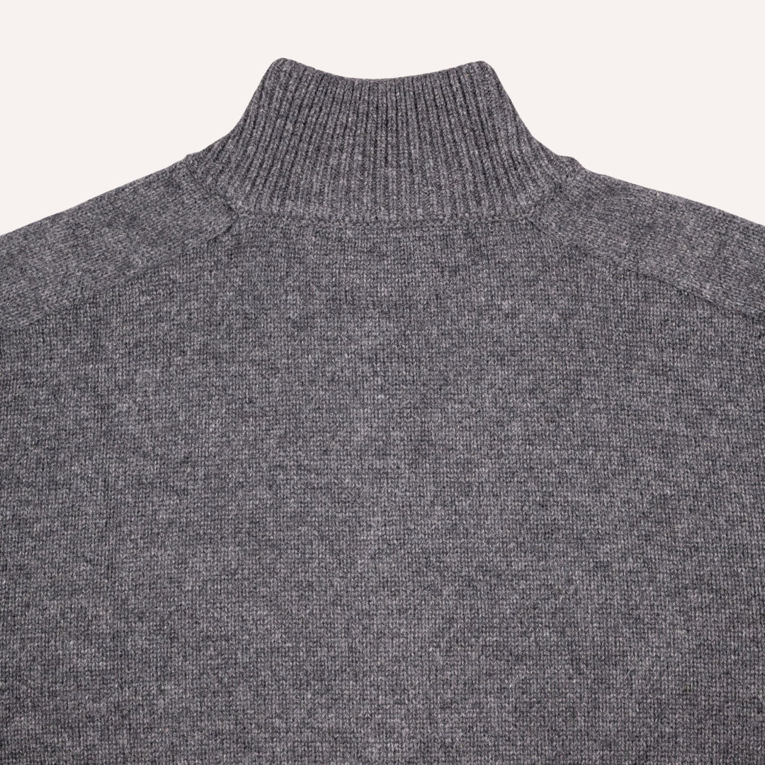Dark Grey Raglan Cashmere Full-Zip Sweater
