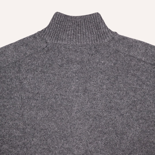 Dark Grey Raglan Cashmere Full-Zip Sweater
