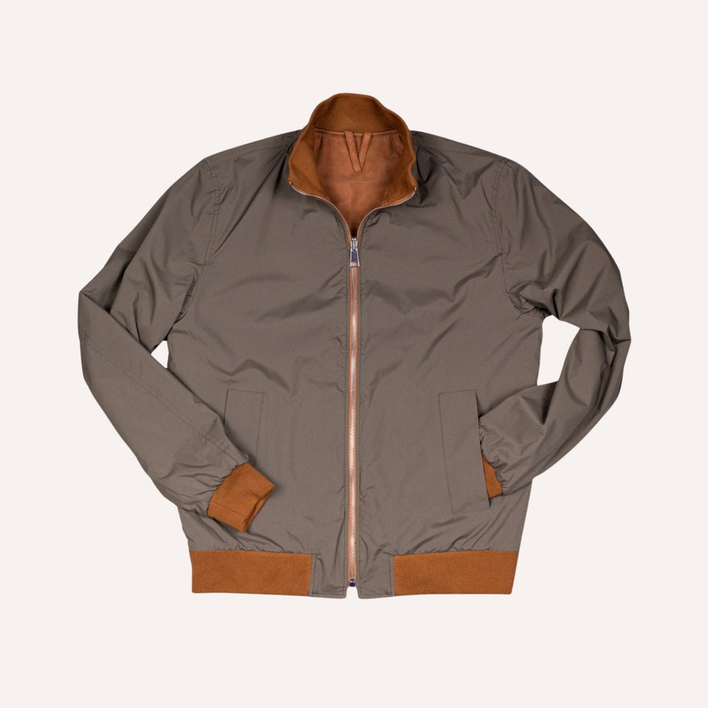 Brown Suede Reversible Zipper Valstarino Jacket