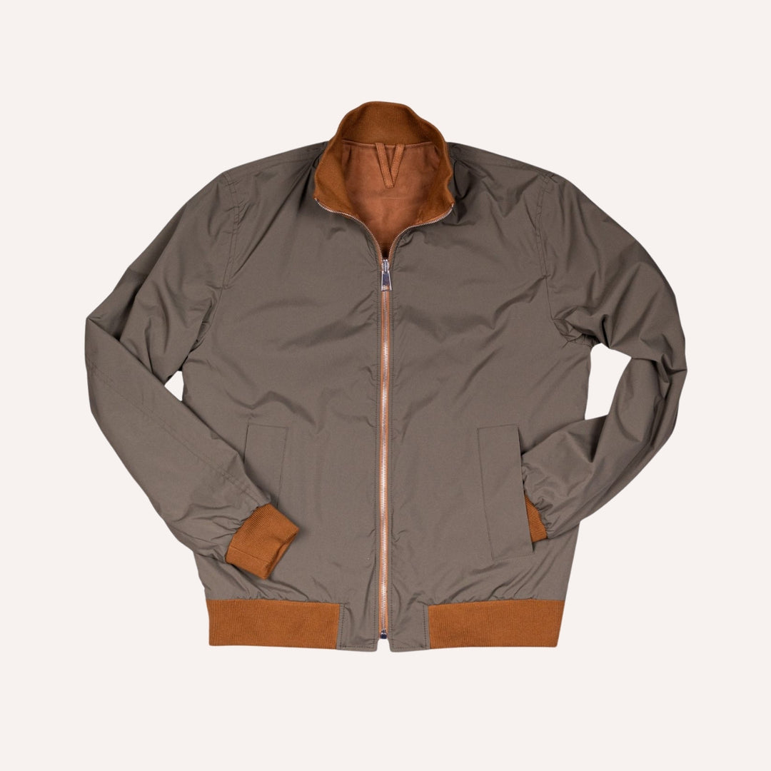 Brown Suede Reversible Zipper Valstarino Jacket