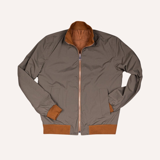 Brown Suede Reversible Zipper Valstarino Jacket