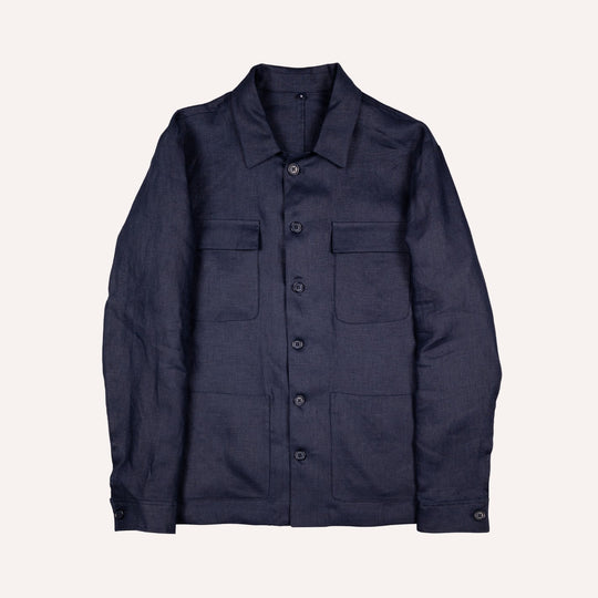 Navy Washed Linen Overshirt