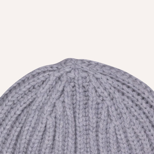 Grey Melange Ribbed Cashmere Beanie