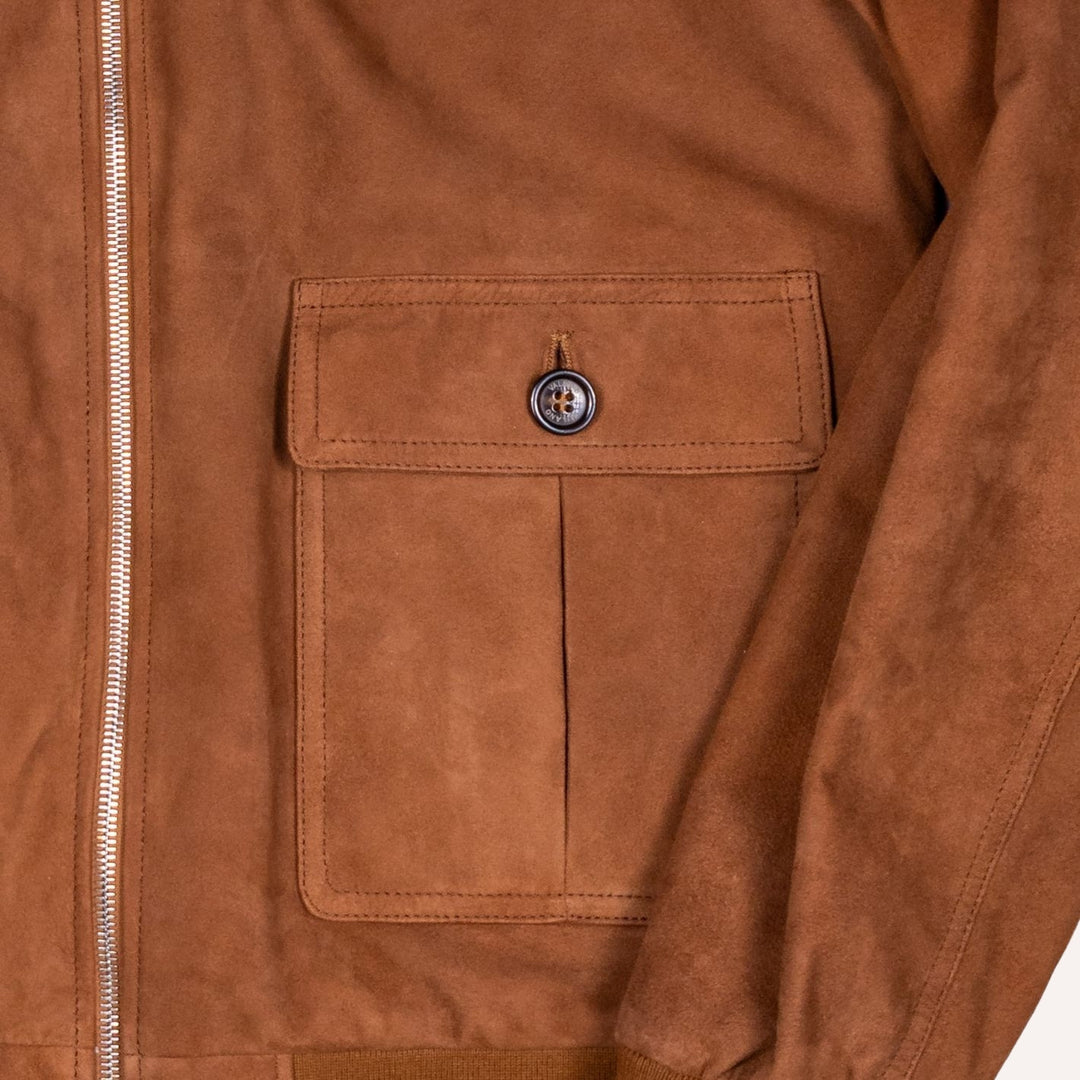 Brown Suede Reversible Zipper Valstarino Jacket