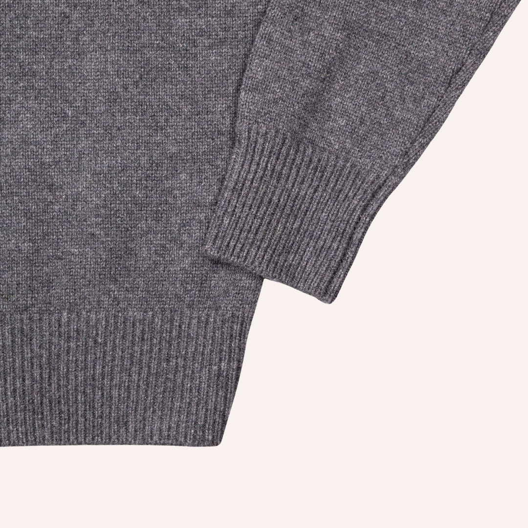 Dark Grey Raglan Cashmere Full-Zip Sweater