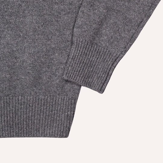 Dark Grey Raglan Cashmere Full-Zip Sweater
