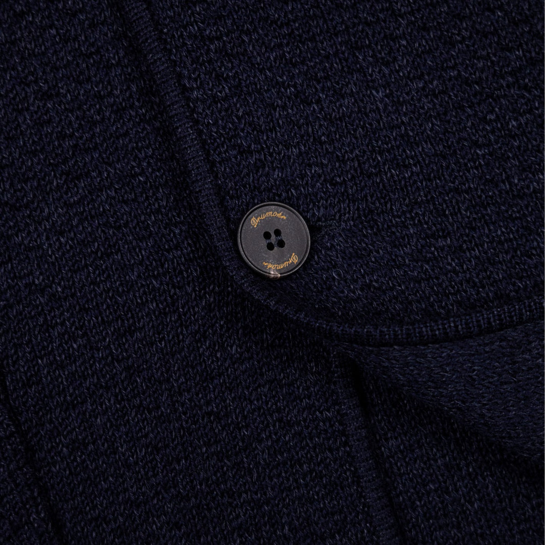 Navy Wool Linen Knitted Cardigan Blazer