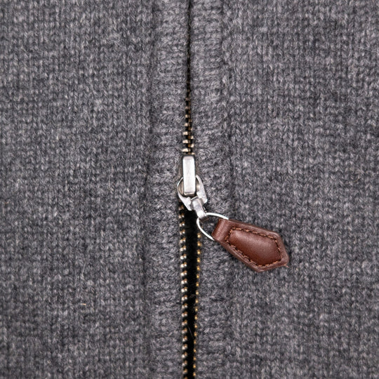 Dark Grey Raglan Cashmere Full-Zip Sweater