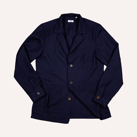 Navy Fresco Hopsack Wool Traveller Jacket