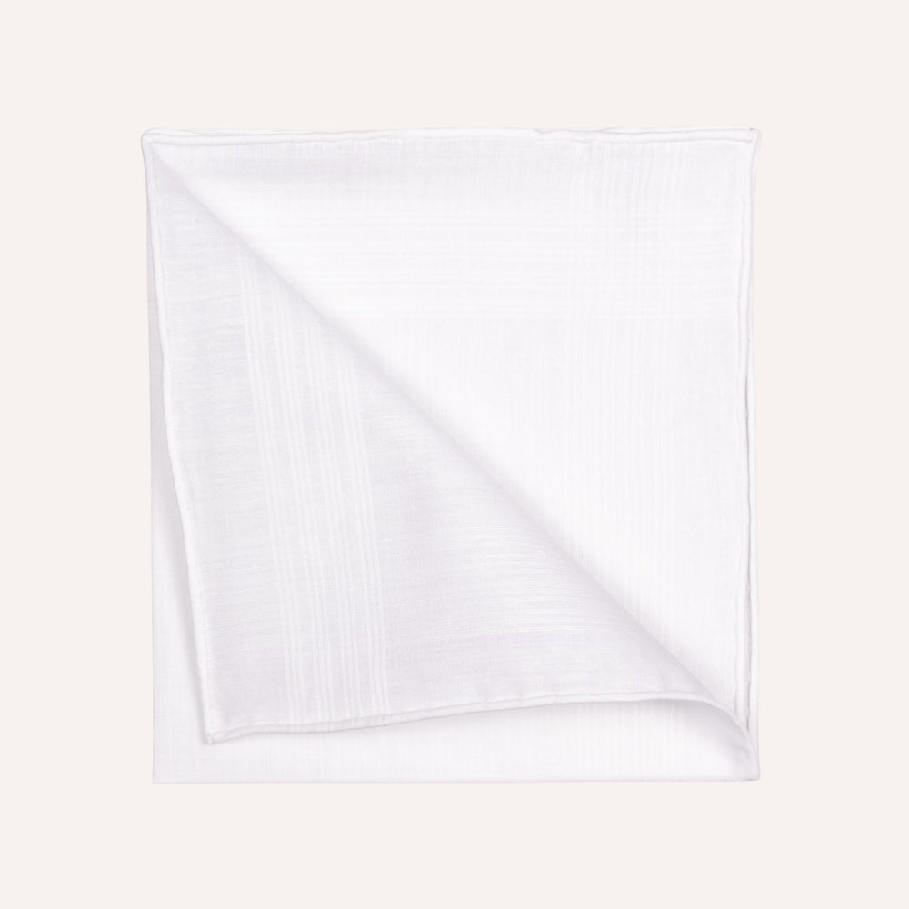 White Stripe Cotton Pocket Square
