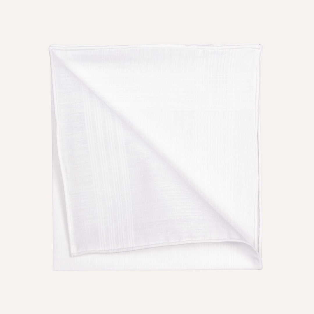 White Stripe Cotton Pocket Square