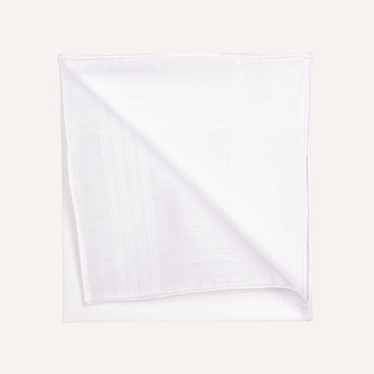 White Stripe Cotton Pocket Square