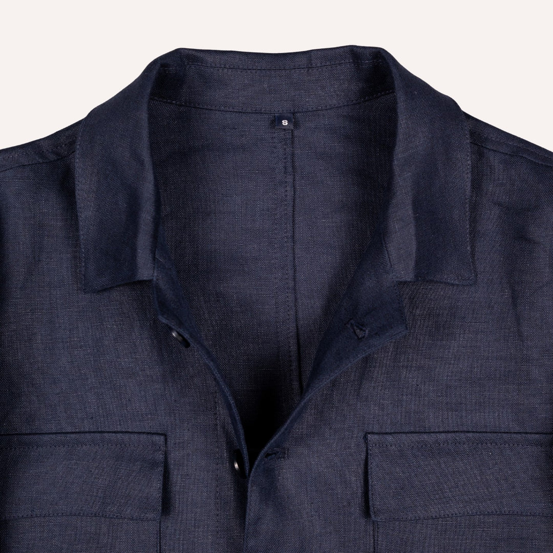 Navy Washed Linen Overshirt