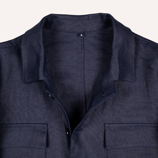 Navy Washed Linen Overshirt