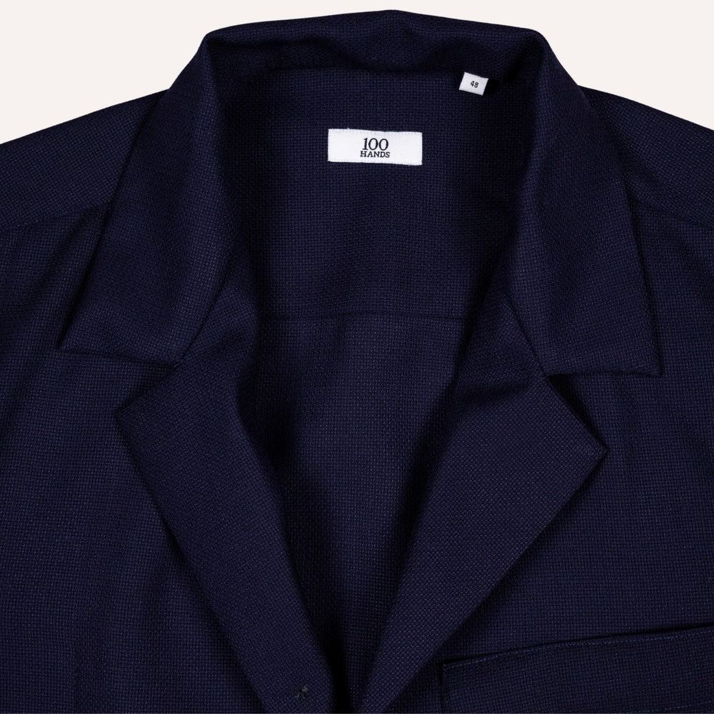 Navy Fresco Hopsack Wool Traveller Jacket