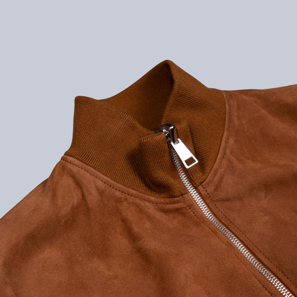 Brown Suede Reversible Zipper Valstarino Jacket