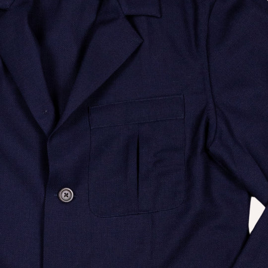 Navy Fresco Hopsack Wool Traveller Jacket