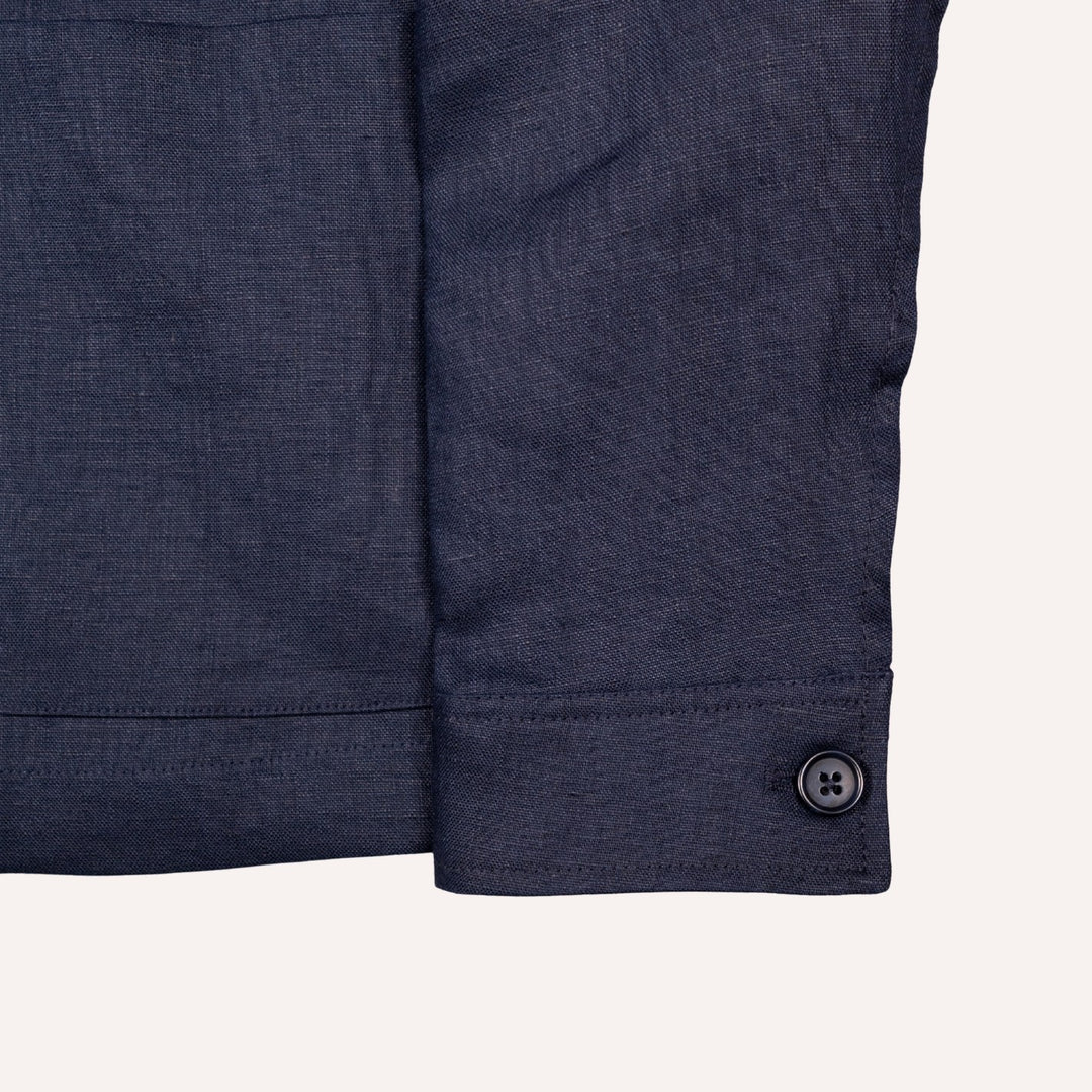Navy Washed Linen Overshirt