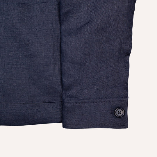 Navy Washed Linen Overshirt